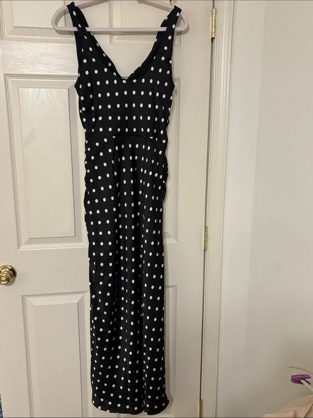 Abercrombie & Fitch Black Polka Dot Cowl-Neck Maxi Dress M Tall